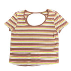 SO Striped Ribbed Open-Back Crop Top - front