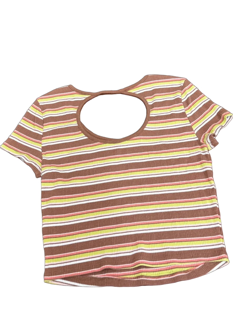 SO Striped Ribbed Open-Back Crop Top - back