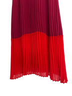 Sandra Darren Burgundy Red Pleated Halter Midi Dress - detail