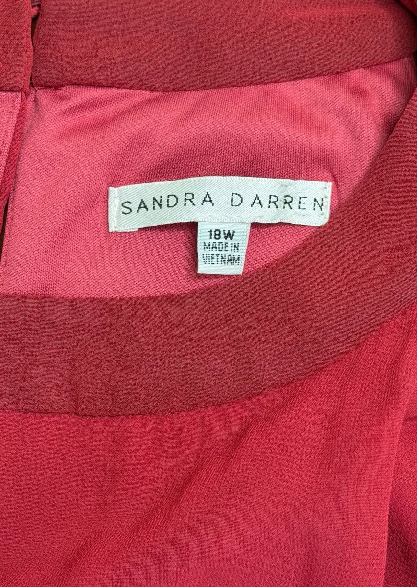 Sandra Darren Burgundy Red Pleated Halter Midi Dress - tag