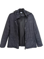 Time and Tru Black Quilted Hooded Puffer Jacket XS - front