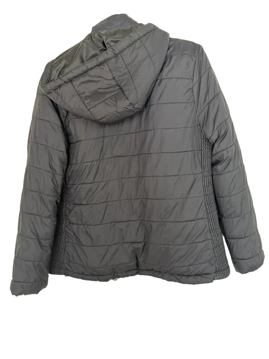 Time and Tru Black Quilted Hooded Puffer Jacket XS - back