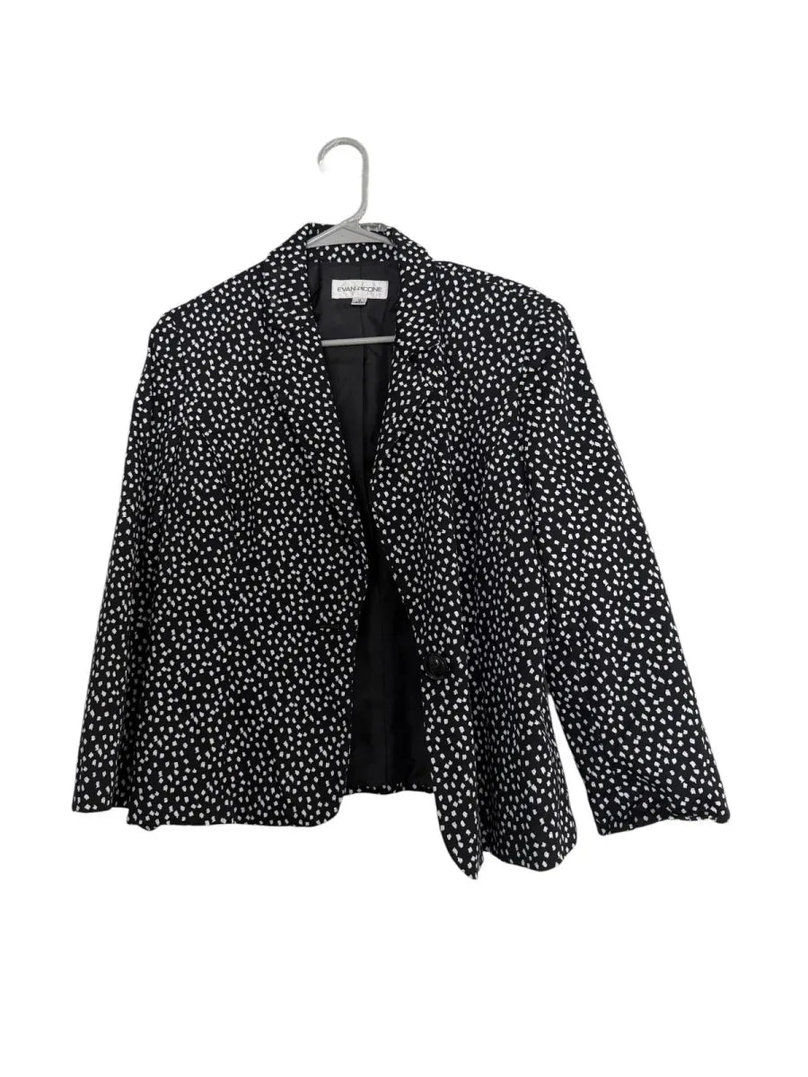 Evan-Picone Black and White Dot Print Blazer