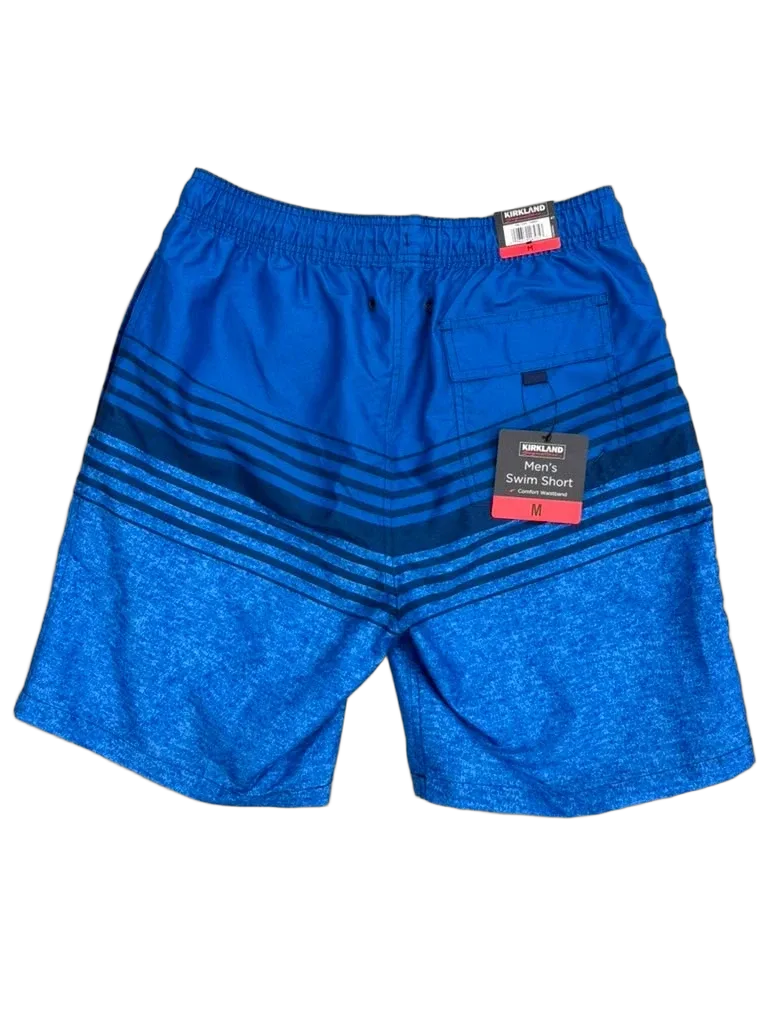 Kirkland Signature Men's Swim Short Striped Blue - back