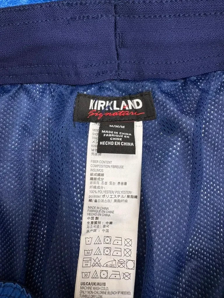 Kirkland Signature Men's Swim Short Striped Blue - tag