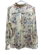 Haver & Blair Floral Satin Button-Down Blouse Cream - back
