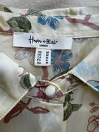 Haver & Blair Floral Satin Button-Down Blouse Cream - label