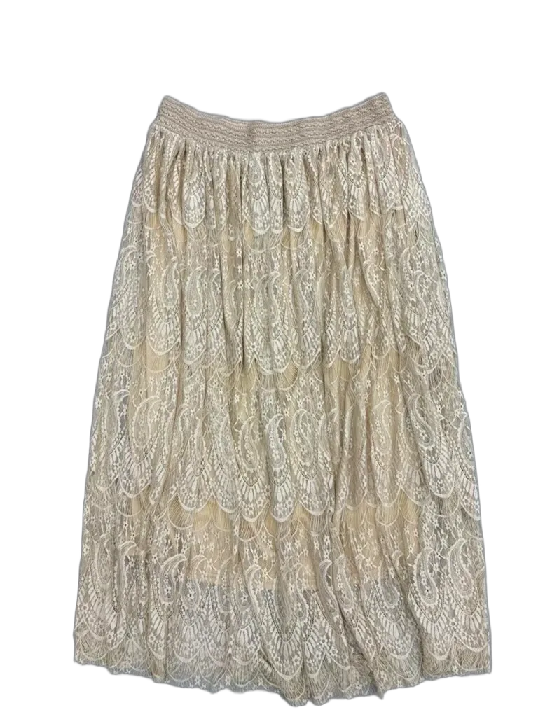 Ashley Stewart Lace Overlay Maxi Skirt Cream - back