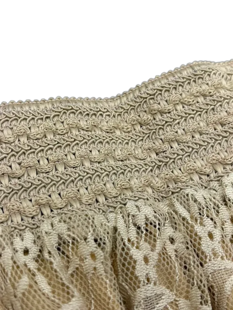 Ashley Stewart Lace Overlay Maxi Skirt Cream - fabric