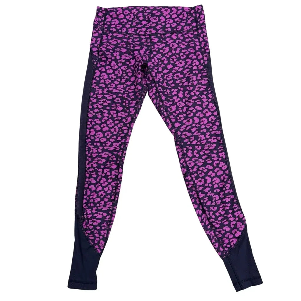 Lululemon Leopard Print Athletic Leggings Mesh Panels - front