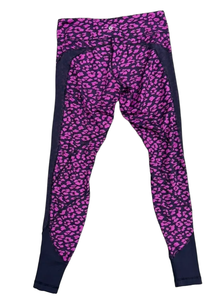 Lululemon Leopard Print Athletic Leggings Mesh Panels - back