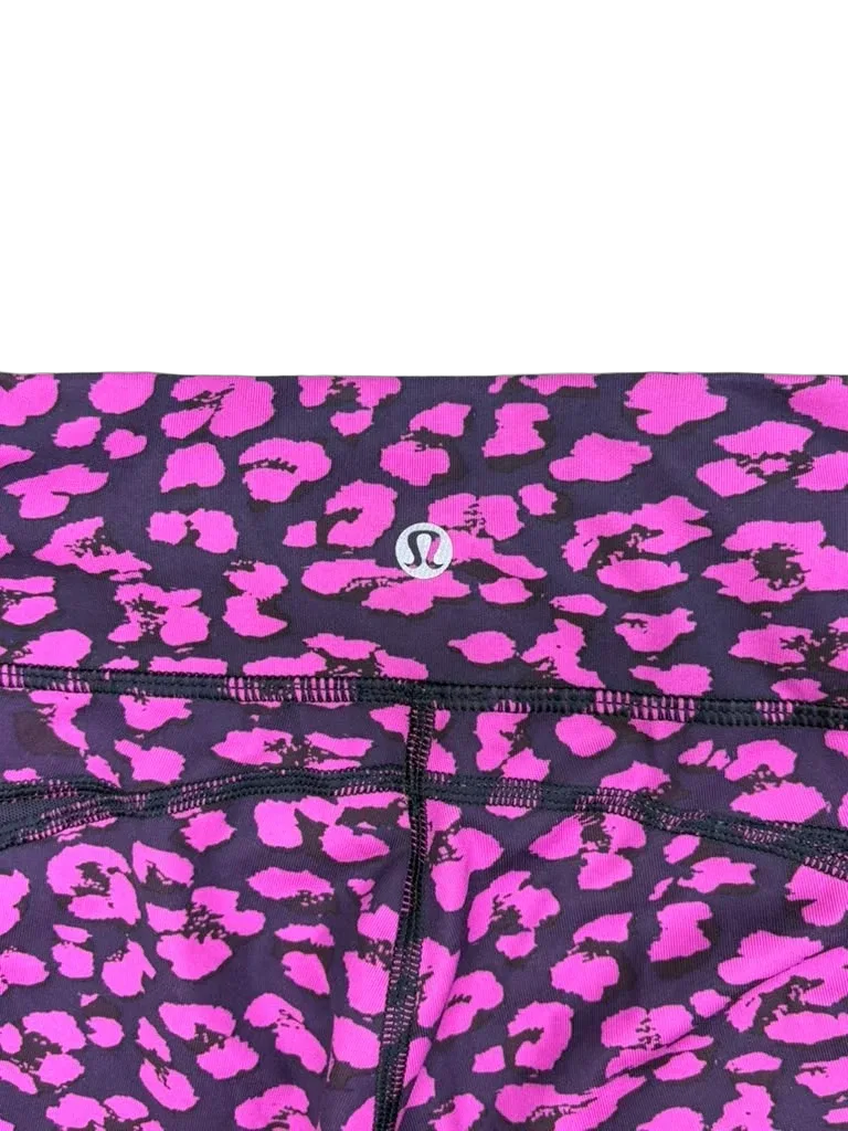 Lululemon Leopard Print Athletic Leggings Mesh Panels - detail