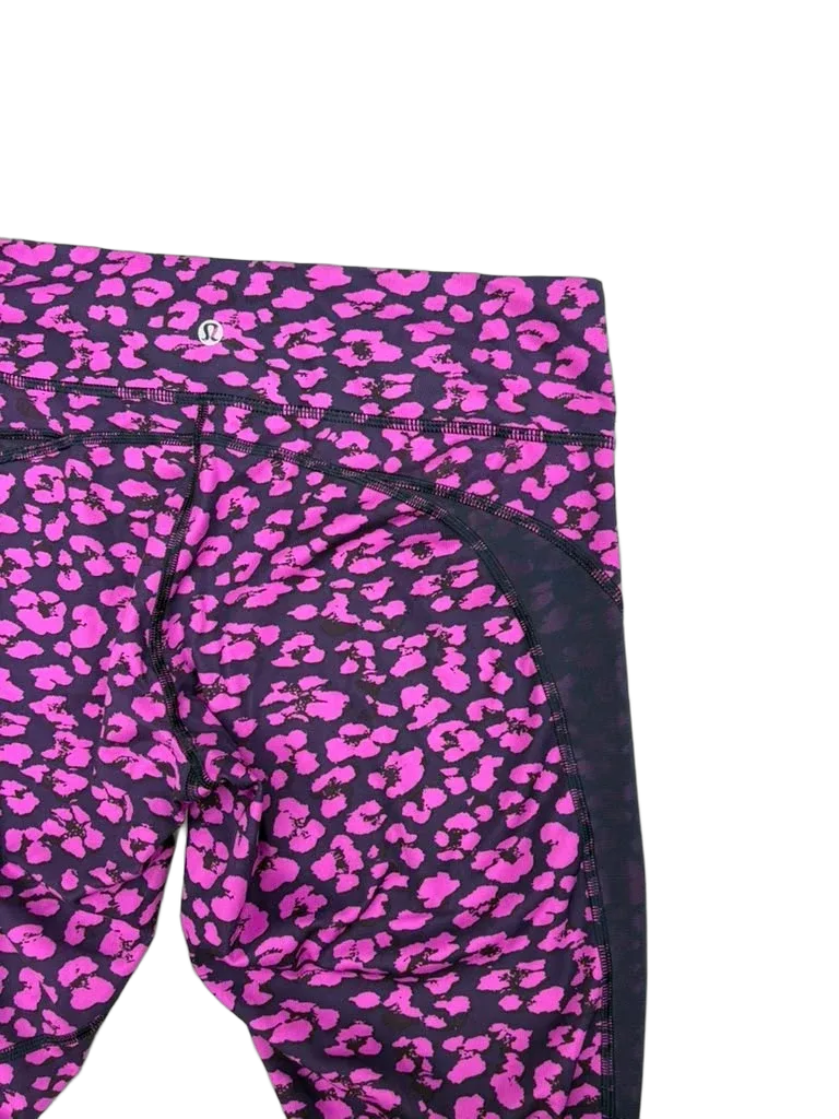 Lululemon Leopard Print Athletic Leggings Mesh Panels - detail