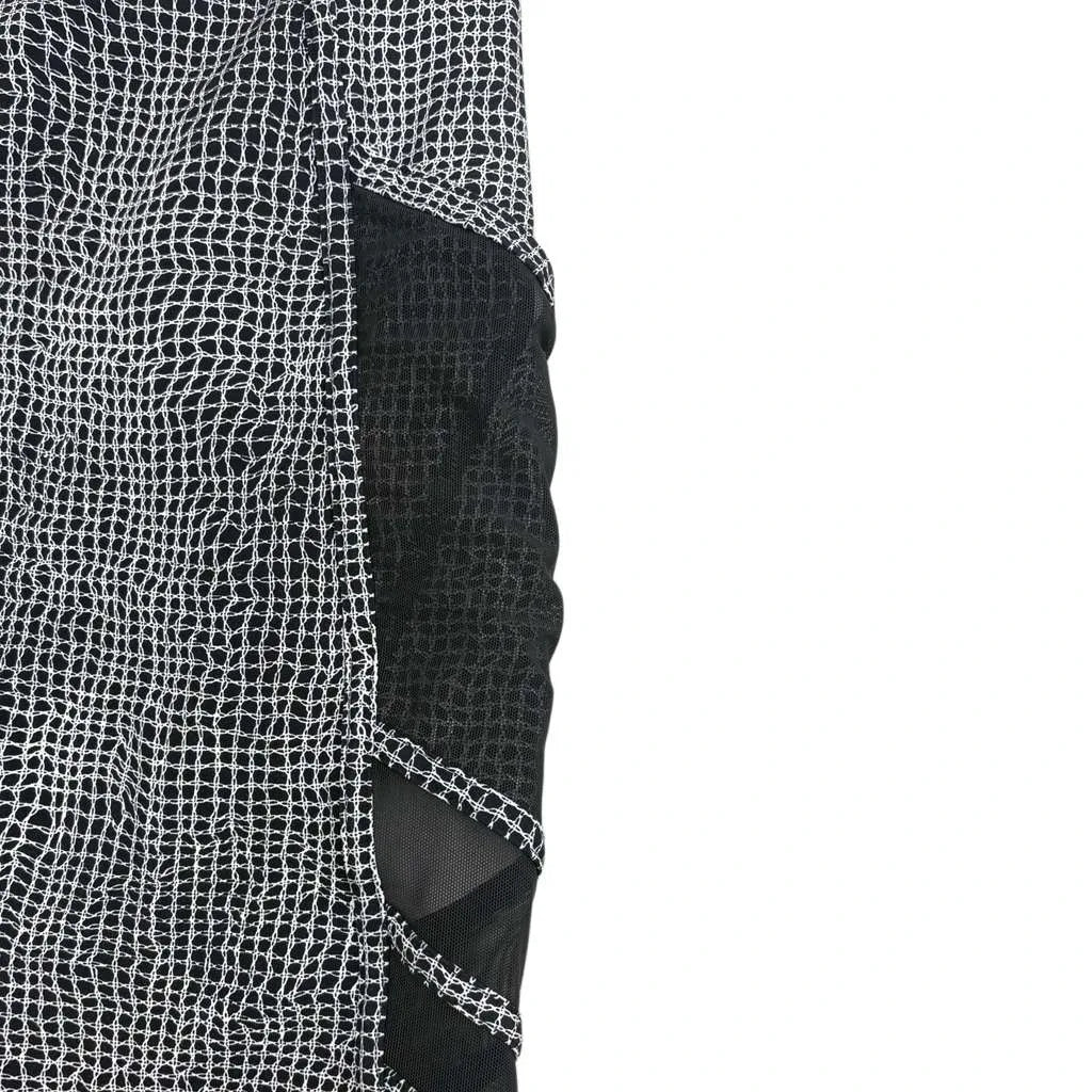 Lululemon Grid Print Crop Athletic Leggings Mesh Panels Black