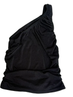 boohoo One-Shoulder Ruched Crop Top Black - front