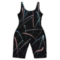 Black Splatter Paint Print Biker Unitard Romper - front