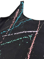 Black Splatter Paint Print Biker Unitard Romper - detail
