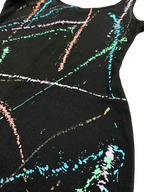 Black Splatter Paint Print Biker Unitard Romper - fabric