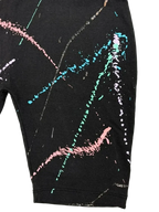 Black Splatter Paint Print Biker Unitard Romper - detail