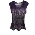 Cato Purple Paisley Pleated Cap Sleeve Blouse XL - front