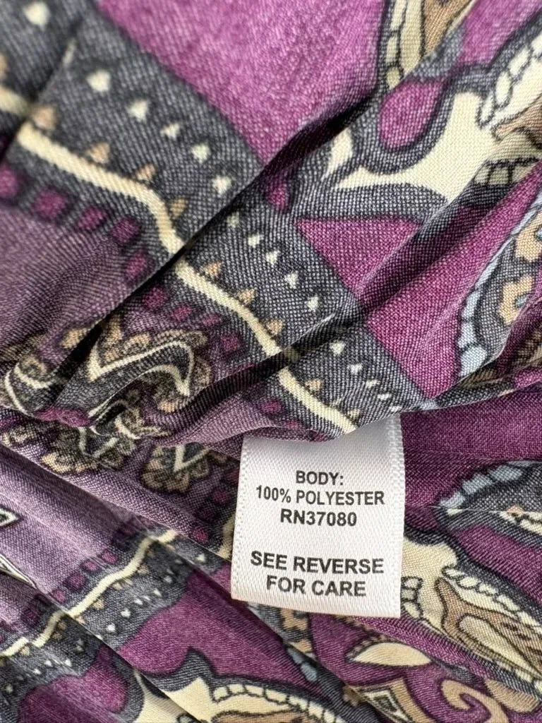 Cato Purple Paisley Pleated Cap Sleeve Blouse XL - label