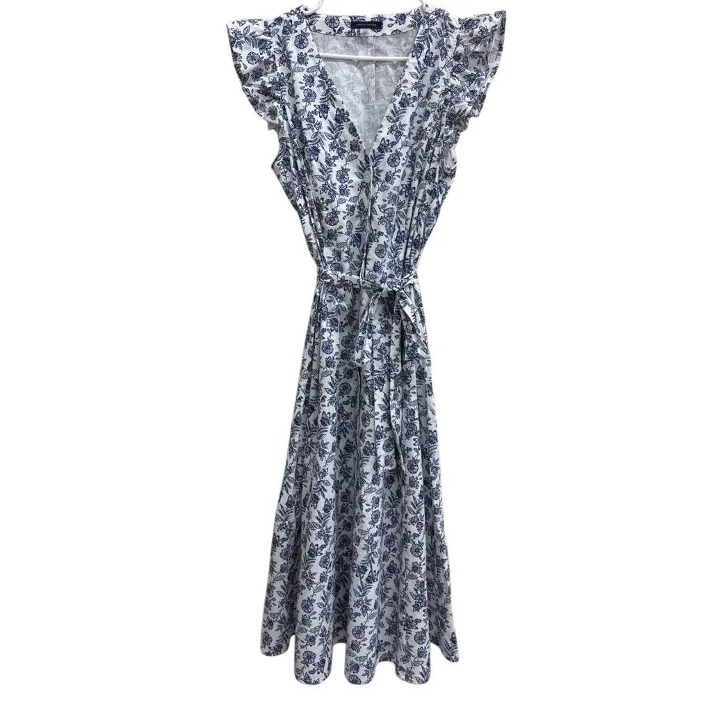 Tommy Hilfiger Floral Ruffle Sleeve Midi Wrap Dress - front