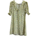 Topshop Yellow Floral Mini Dress Puff Sleeves - front