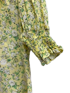 Topshop Yellow Floral Mini Dress Puff Sleeves - detail