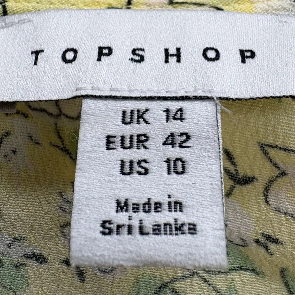 Topshop Yellow Floral Mini Dress Puff Sleeves