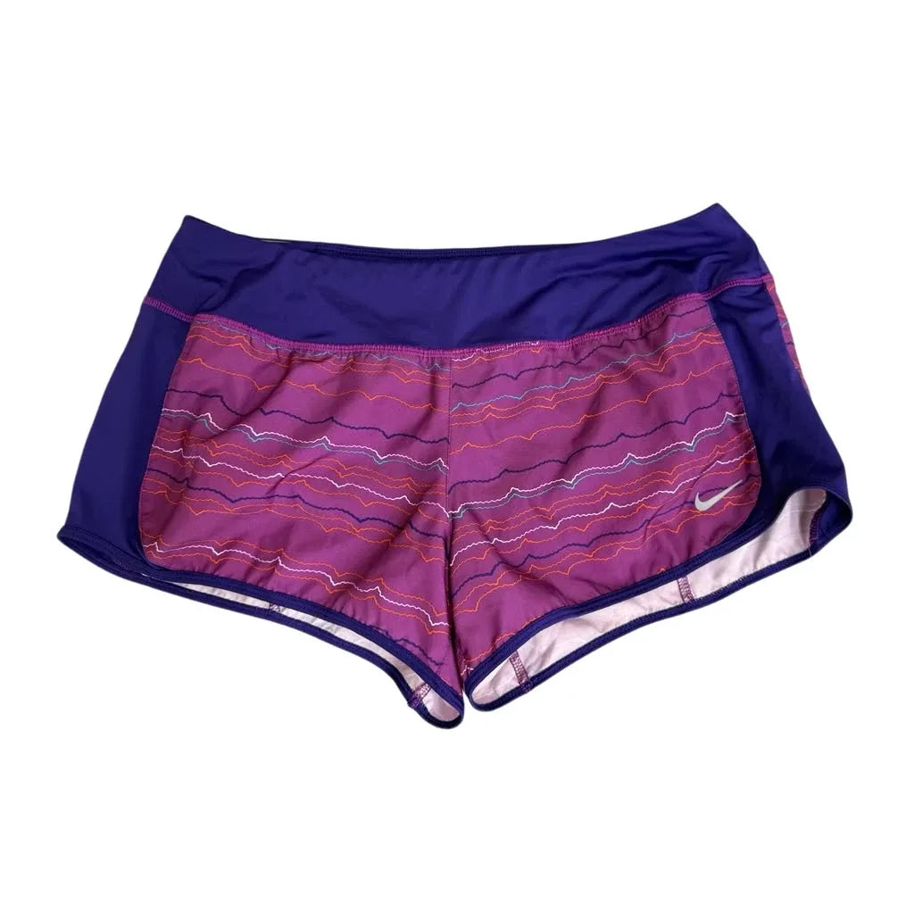 Nike Dri-FIT Running Shorts Purple Wave Print - front
