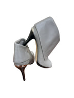 Michael Kors Gray Leather Peep-Toe Stiletto Ankle Booties - back
