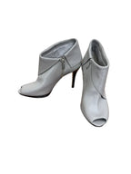 Michael Kors Gray Leather Peep-Toe Stiletto Ankle Booties - front
