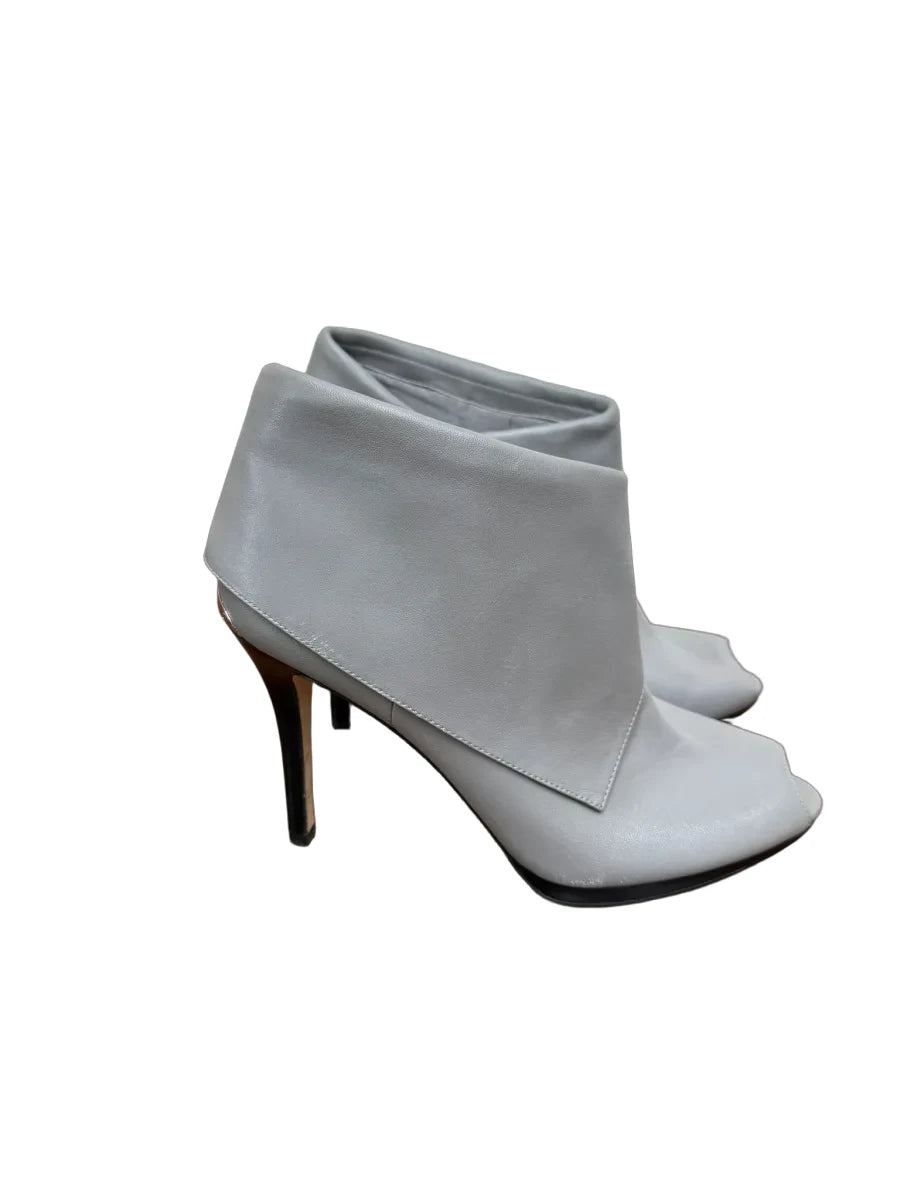 Michael Kors Gray Leather Peep-Toe Stiletto Ankle Booties - front