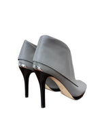 Michael Kors Gray Leather Peep-Toe Stiletto Ankle Booties - back