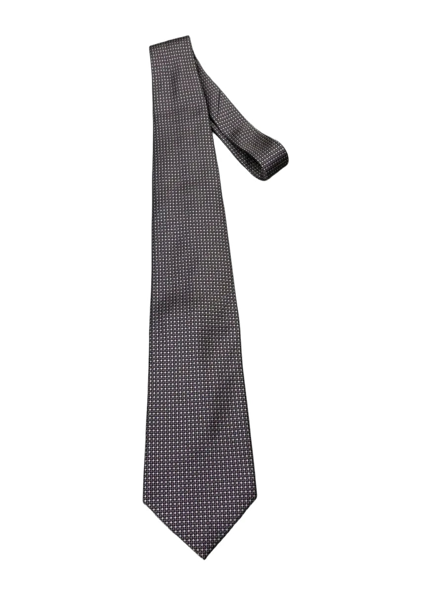 Grant Thomas Micro-Diamond Silk Tie Brown Beige - front