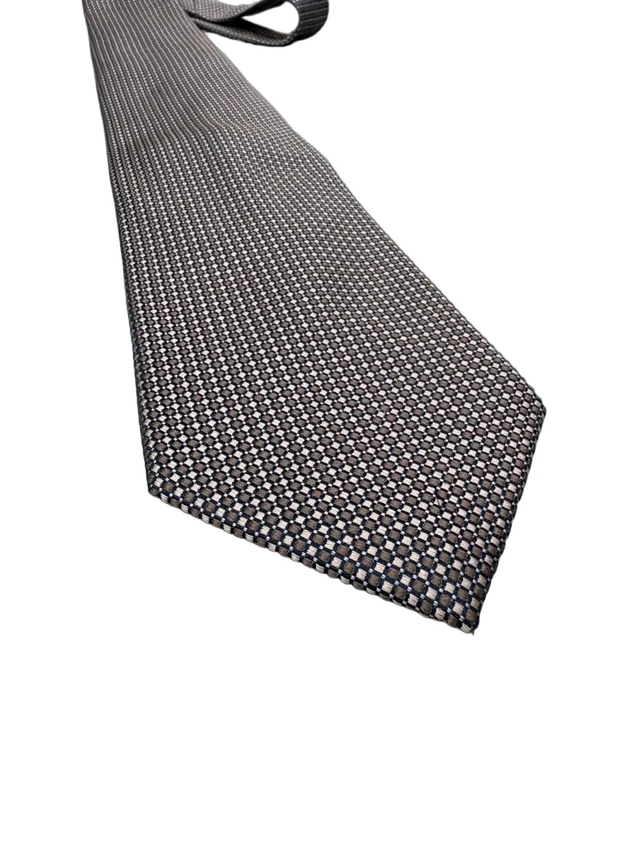 Grant Thomas Micro-Diamond Silk Tie Brown Beige - detail