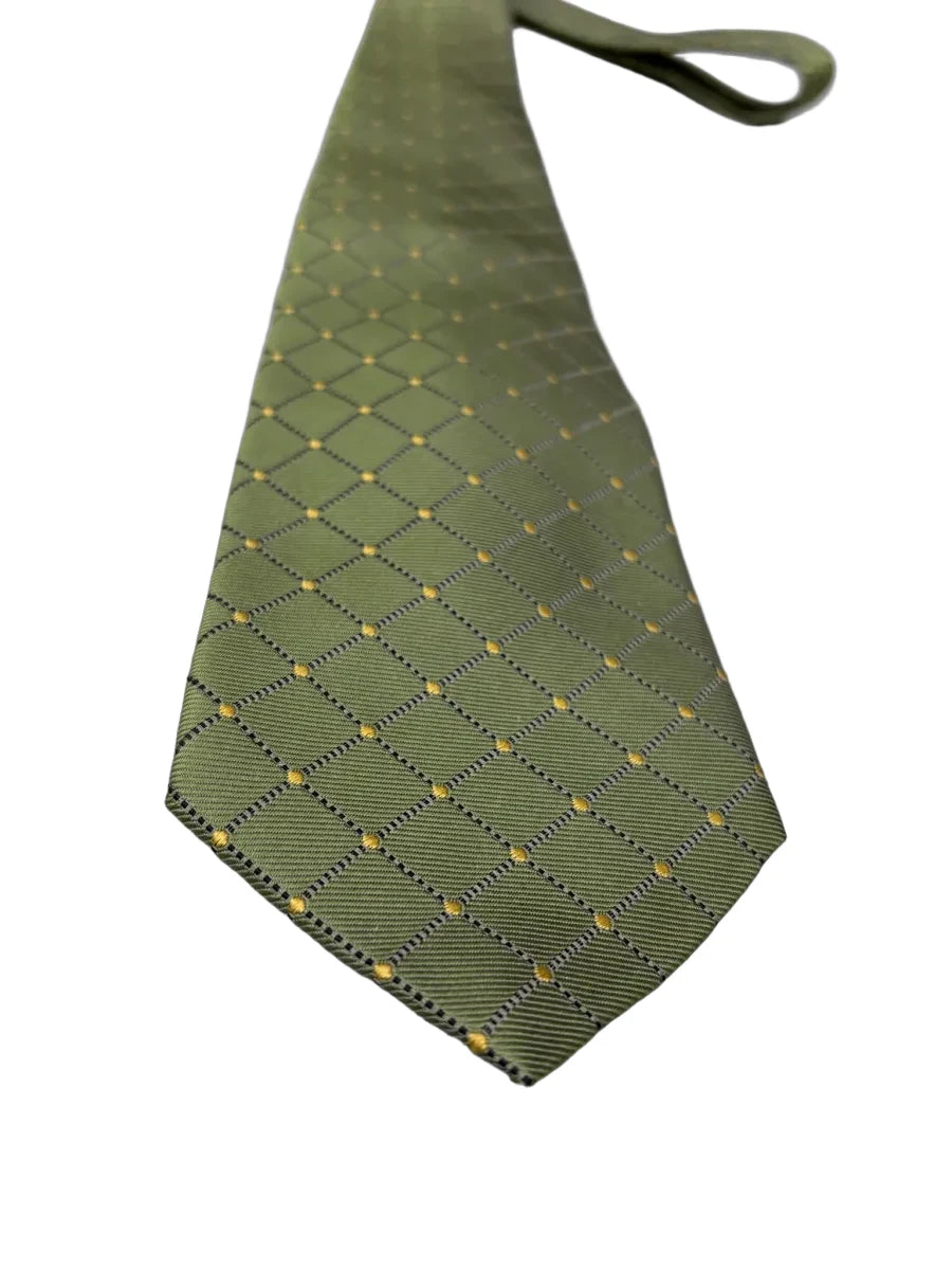 Jim Thompson Olive Green Diamond Grid Silk Tie - detail