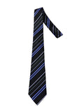 Prada Black & Blue Striped Silk Tie - front