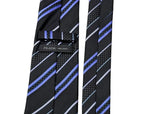 Prada Black & Blue Striped Silk Tie - back