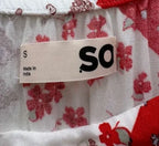 SO Red & White Patchwork Tiered Mini Dress - label