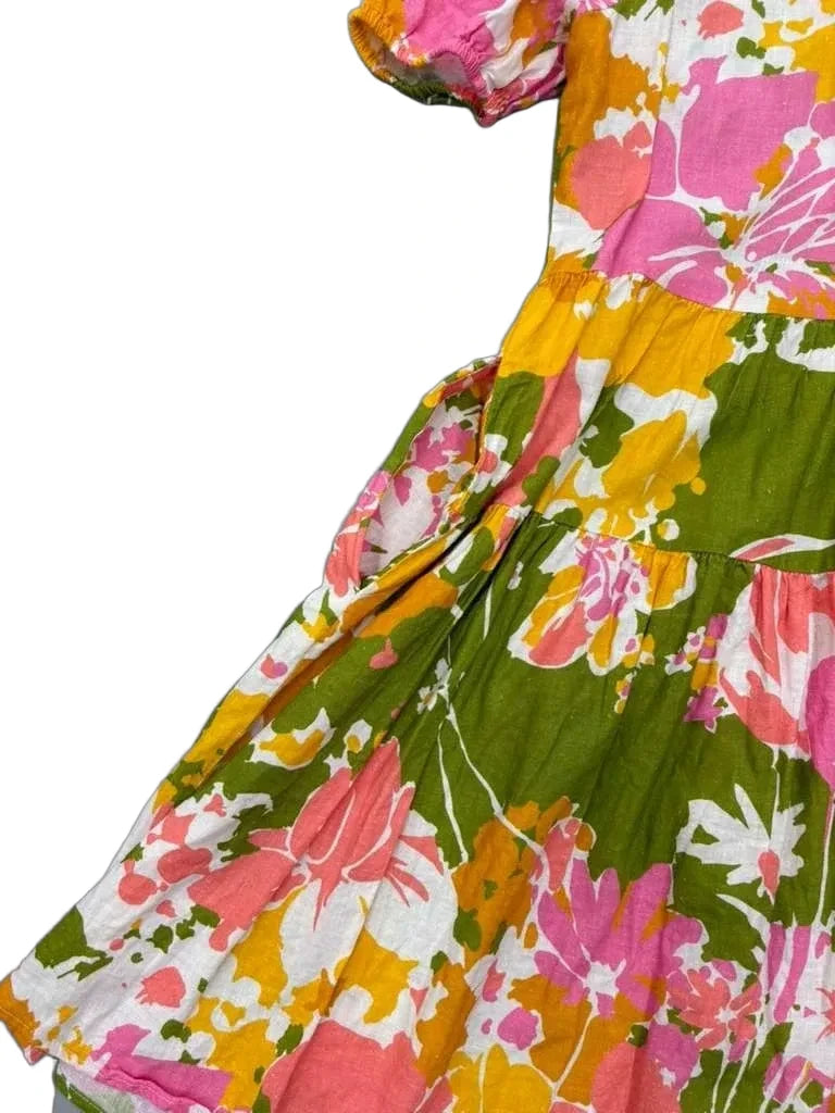 Julie Brown New York Floral Tiered Puff Sleeve Mini Dress with Pockets - detail