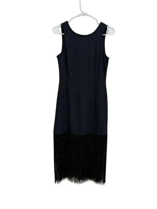 Abercrombie & Fitch Black Fringe Hem Sleeveless Dress XSP - back