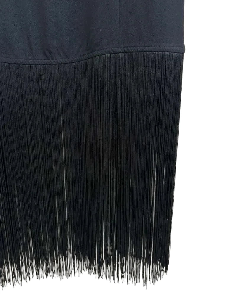 Abercrombie & Fitch Black Fringe Hem Sleeveless Dress XSP - detail