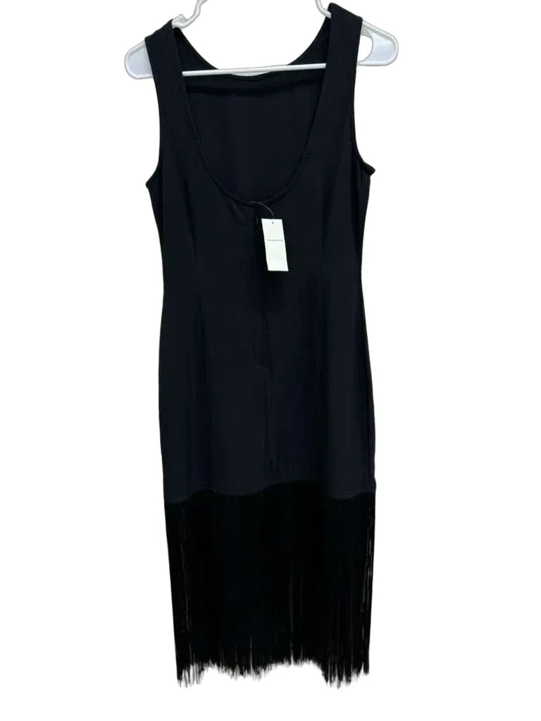 Abercrombie & Fitch Black Fringe Hem Sleeveless Dress XS - front