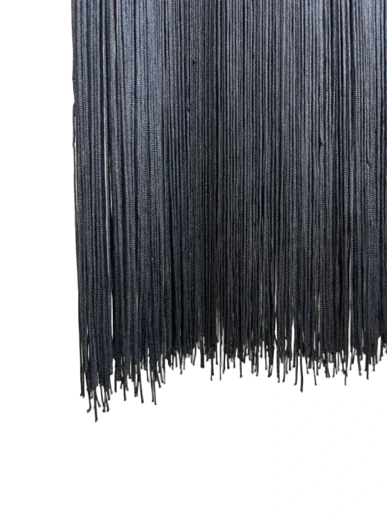 Abercrombie & Fitch Black Fringe Hem Sleeveless Dress XS - detail