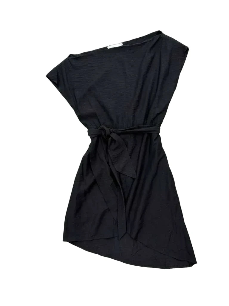 Wish Black Belted Mini Dress Cap Sleeves - front