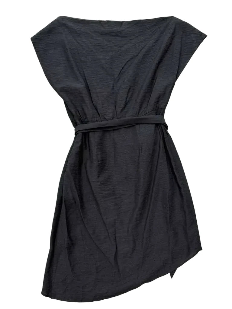 Wish Black Belted Mini Dress Cap Sleeves - back