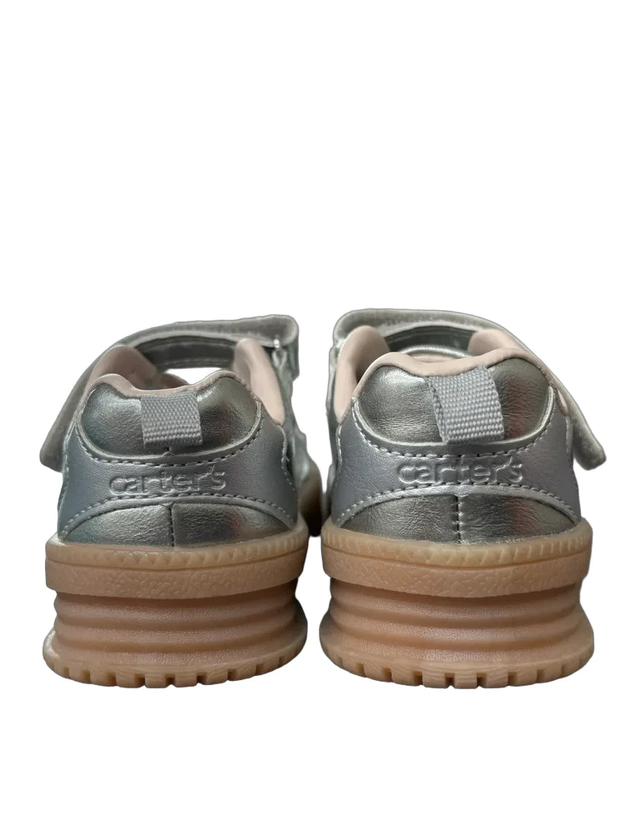 Carter's Metallic Silver Sneakers Velcro Size 4M - back