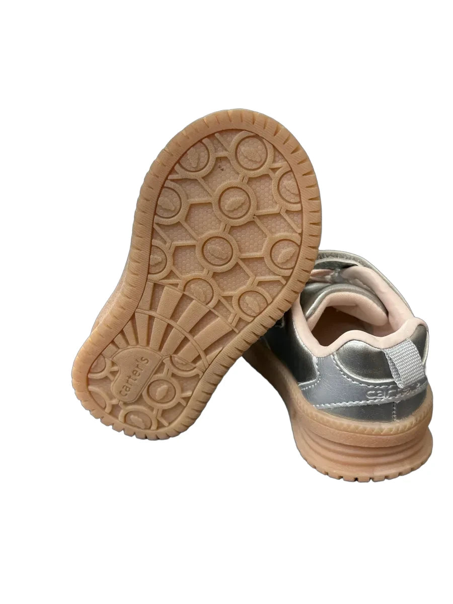 Carter's Metallic Silver Sneakers Velcro Size 4M - back