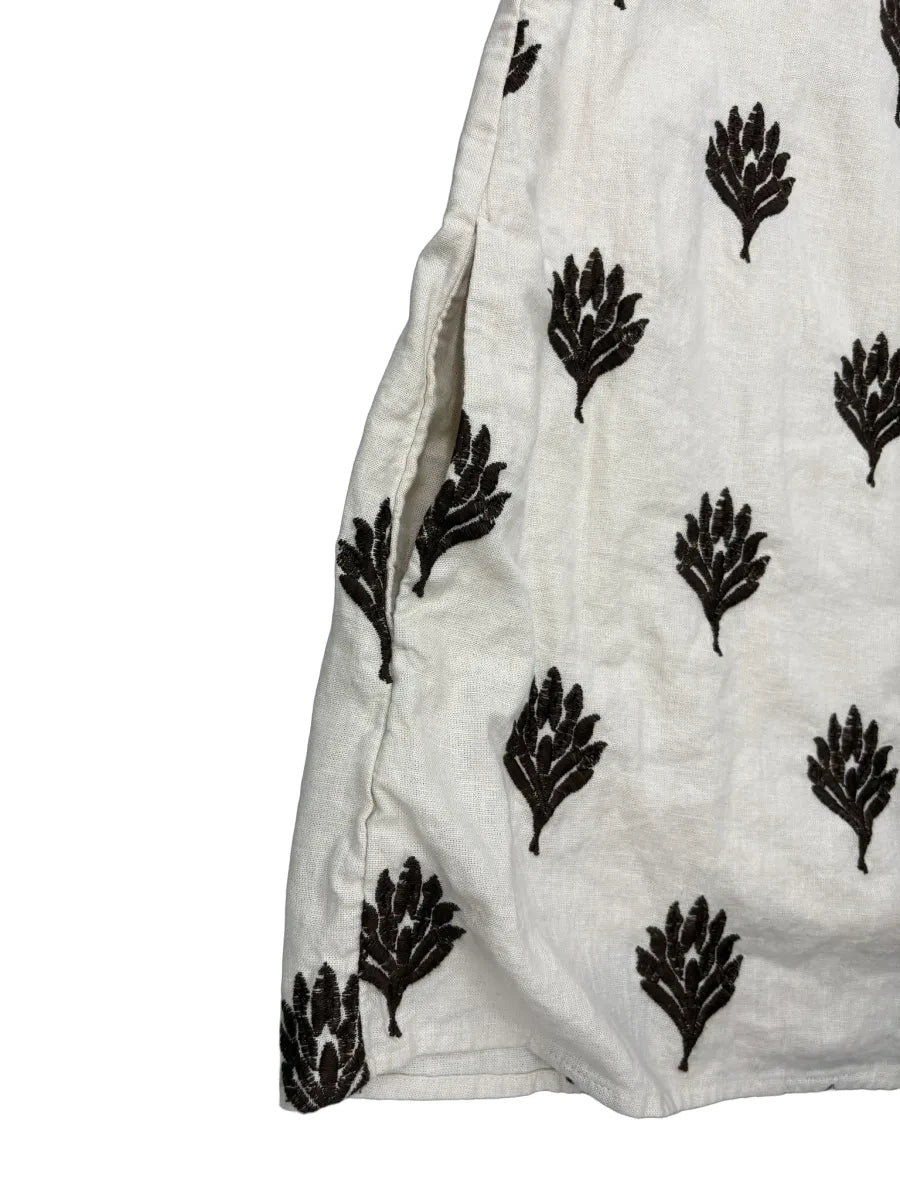 Abercrombie & Fitch Embroidered Floral Linen Mini Dress White - detail